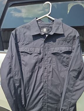 G-Star Men’s Black Button-Front Utility Shirt Jacket